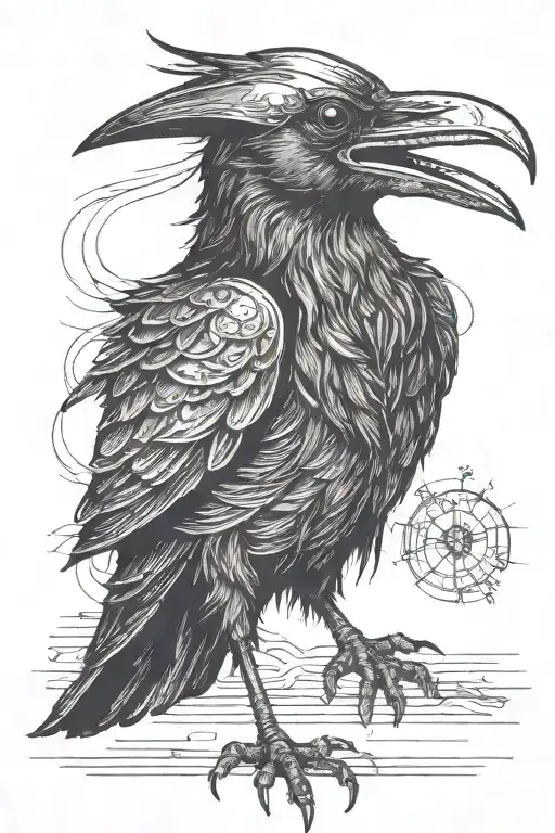 plague doctor head and a raven body drawn like in a poe novel tattoo design idea