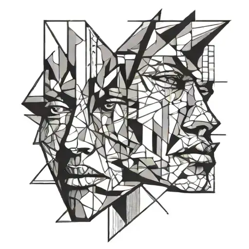 cubism art face tattoo design idea