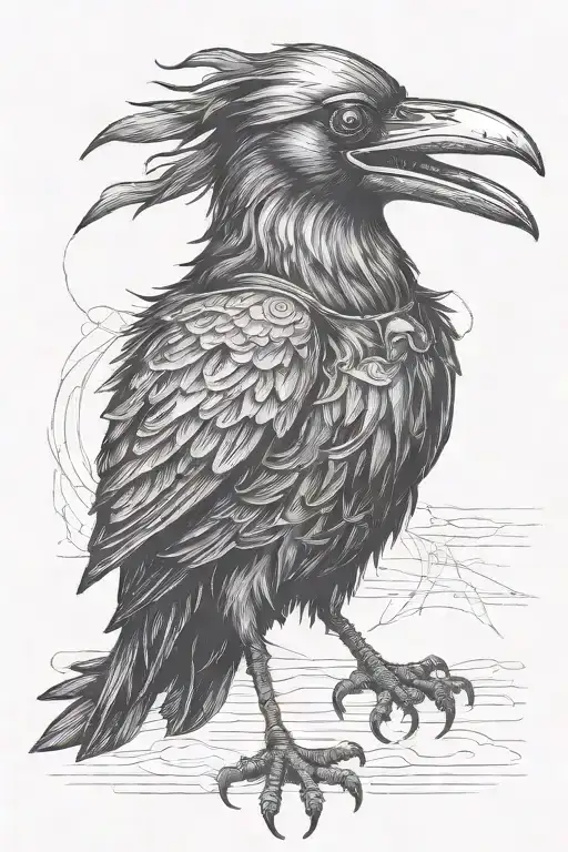 plague doctor head and a raven body drawn like in a poe novel tattoo design idea