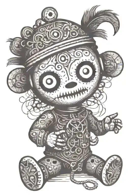 psychedelic voodoo doll tattoo design idea