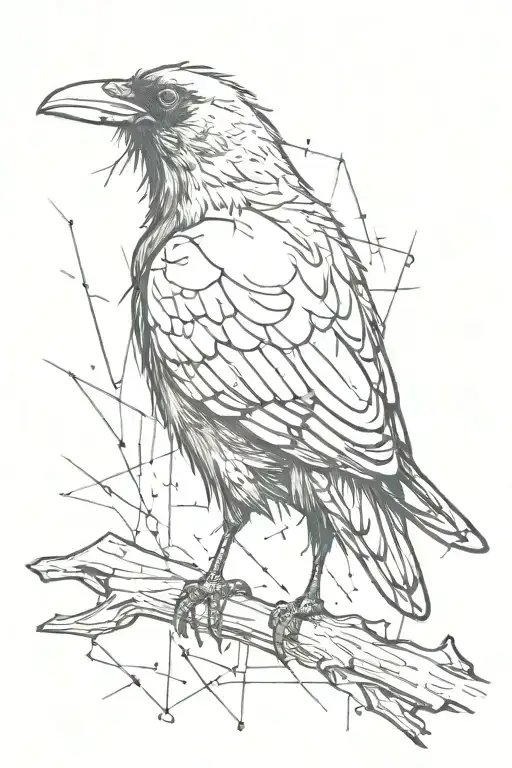 crow in a graffiti and minimalist and stencil style tattoo design idea