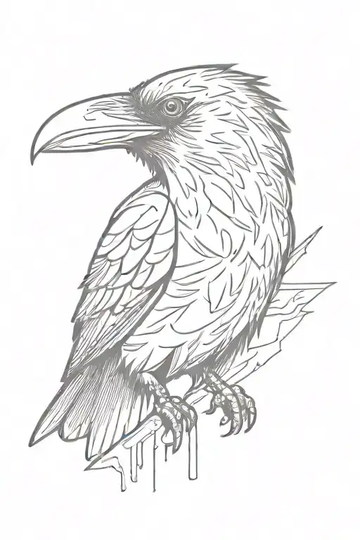 evil crow in a graffiti and minimalist and stencil style tattoo design idea