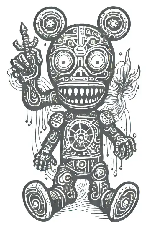 psychedelic voodoo doll tattoo design idea