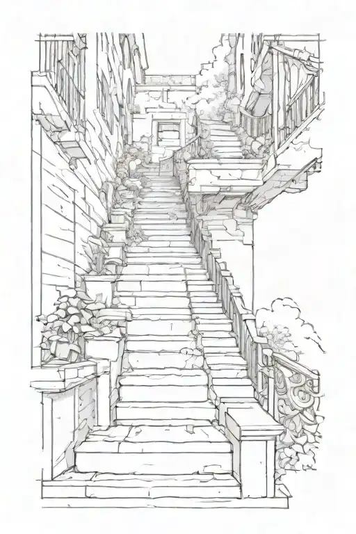 stairs to nowhere in a photo strip tattoo design idea
