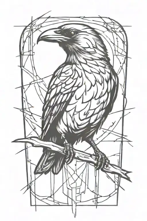 evil crow in a graffiti and minimalist and stencil style tattoo design idea