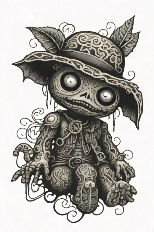 psychedelic voodoo doll tattoo design idea