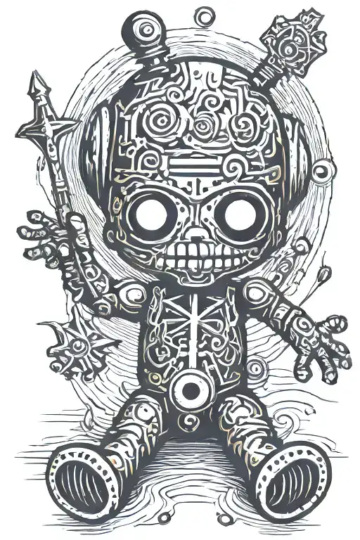 psychedelic voodoo doll tattoo design idea
