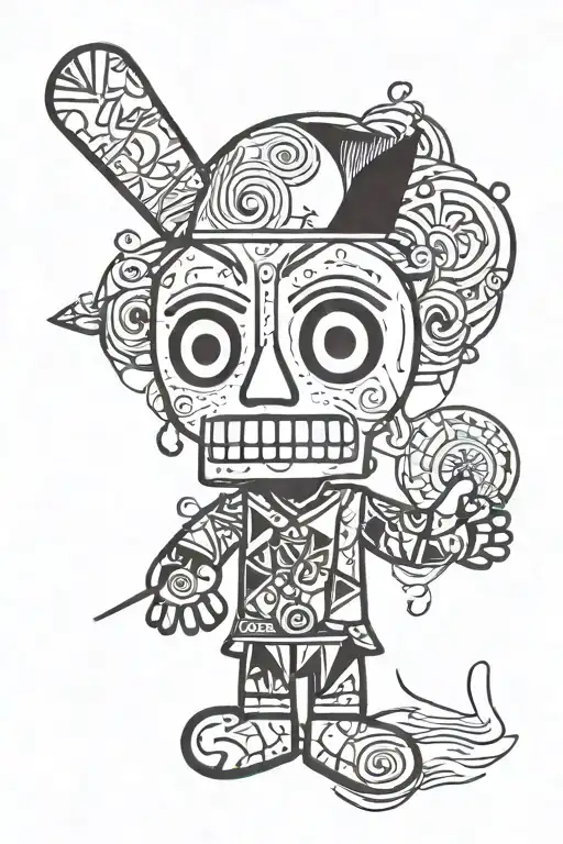 picasso style voodoo doll tattoo design idea
