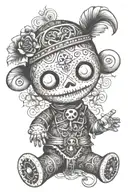 psychedelic voodoo doll tattoo design idea