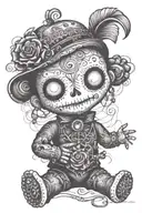 psychedelic voodoo doll tattoo design idea