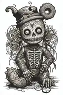 psychedelic voodoo doll without a hat tattoo design idea