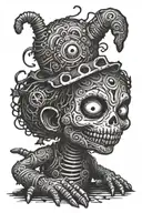 psychedelic voodoo doll without a hat tattoo design idea