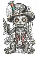 psychedelic voodoo doll tattoo design idea