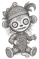psychedelic voodoo doll tattoo design idea