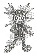 psychedelic and evil voodoo doll tattoo design idea
