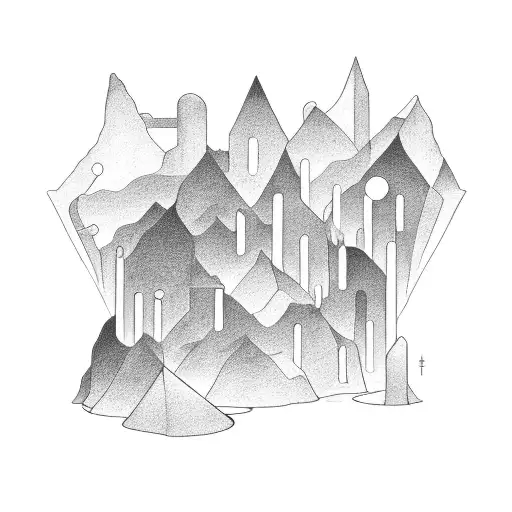 A group of diverse people holding hands and forming the shape of a city tattoo design idea