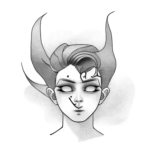 an androgynous face of a child  tattoo design idea