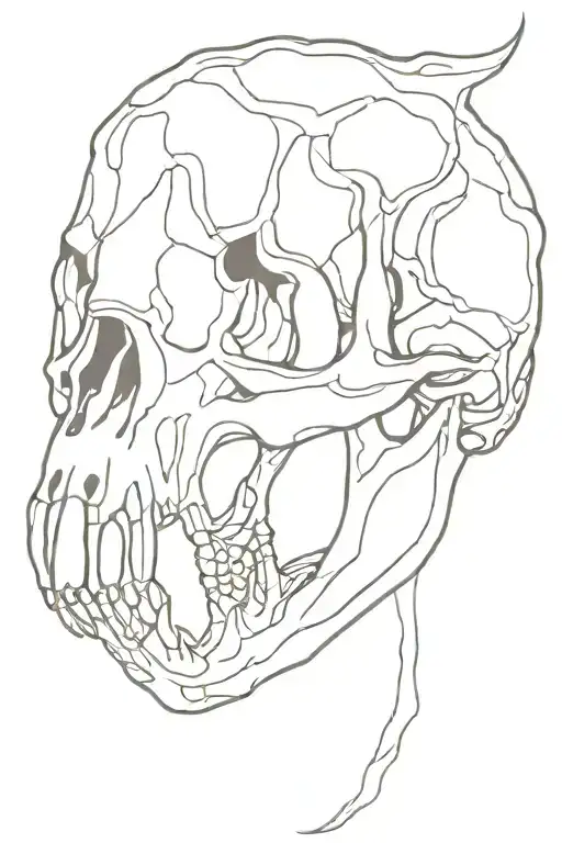 alllosaurus skull side profile tattoo design idea