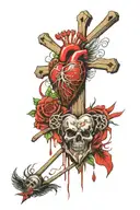heart attack christ crucified aviation engineer tattoo design idea