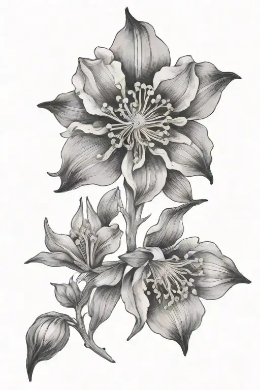 columbine flower tattoo design idea