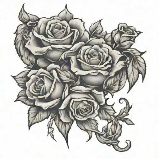 biblical  angels and roses tattoo design idea