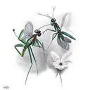 mantis and buttercup tattoo design idea