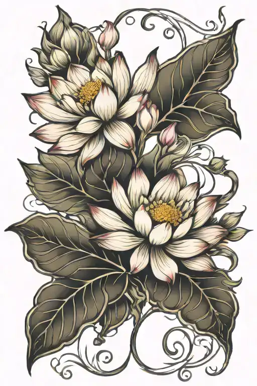 lotus flower vines growing flowers intertwined tattoo design idea