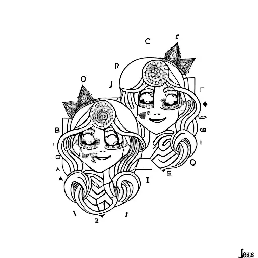 Create a tattoo with the name of my both daughters (Joy and Sofia) as a binary code block.The aesthetic should be modern tattoo design idea