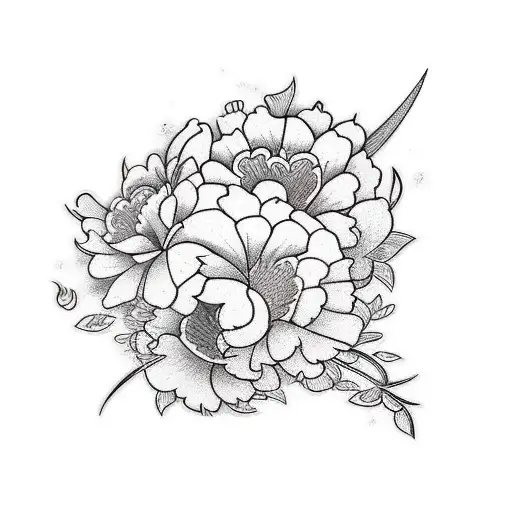 Kitchen knife, intertwined with Japanese knife flowers tattoo design idea