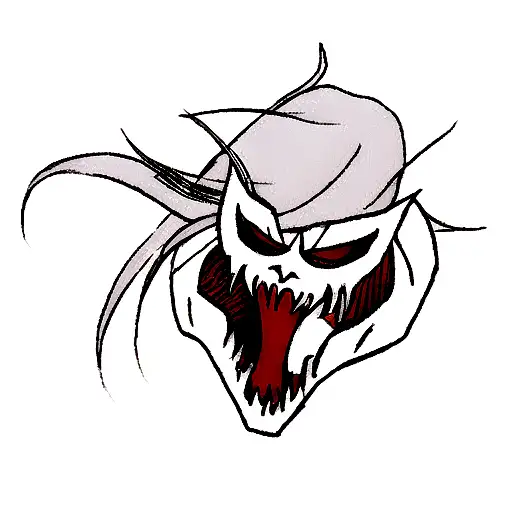 A tattoo design of the hollow mask of Ichigo from Bleach tattoo design idea