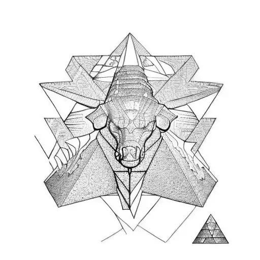 Pyramid and beast tattoo design idea