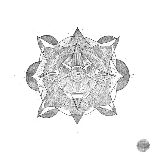 Pyramid and flower tattoo design idea