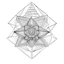 Pyramid and flower tattoo design idea