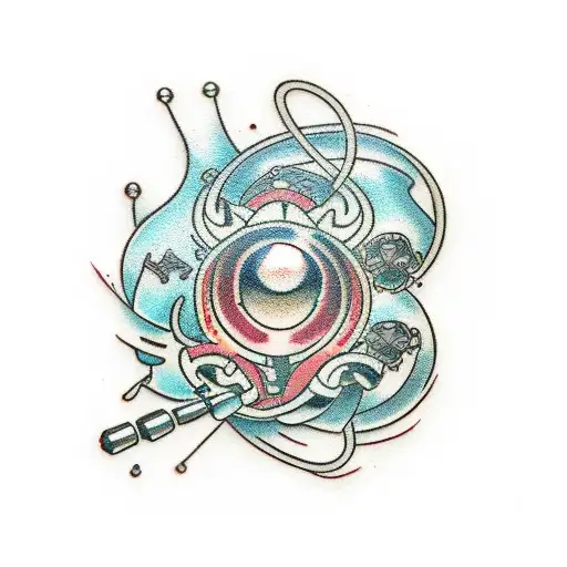 biomechanic shock absorber tattoo design idea