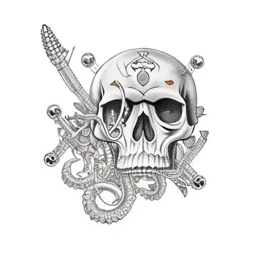 labradore with skulls and royal enfield gt650 motorcycle tattoo design idea