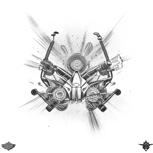 motorcycle shock absorber tattoo design idea