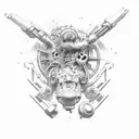 biomechanic shock absorber tattoo design idea