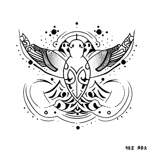 upper arm tattoo sleeve sticker style with koi fish, hummingbirds, venus symbol, bees, eye of horus, stingray, 1993, tattoo design idea