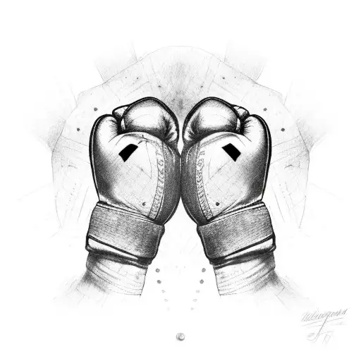A detailed sketch of a boxer's hands wrapped in bandages, representing the dedication and resilience in the sport tattoo design idea
