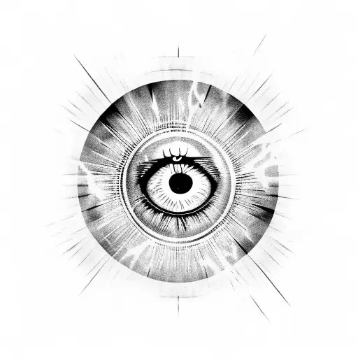 eye inside triangle with Mandela  background  tattoo design idea