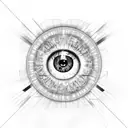 eye inside triangle with Mandela  background  tattoo design idea