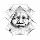 eye inside triangle with Mandela  background  tattoo design idea