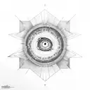 eye inside triangle with Mandela  background  tattoo design idea