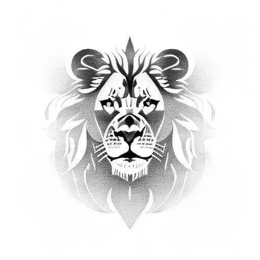 A blackwork tattoo of the Manchester United stadium with a lion roaring in the stands tattoo design idea