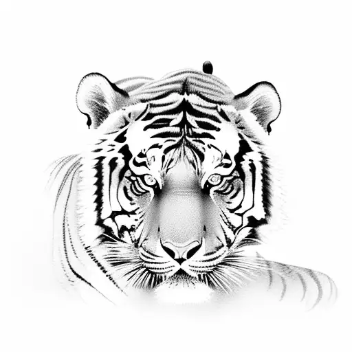tiger protecting her cub tattoo design idea