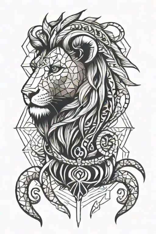 aries lion scorpion tattoo design idea