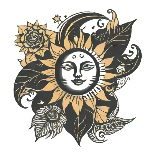 Sun and Moon minimal tattoo design idea