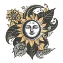 Sun and Moon minimal tattoo design idea