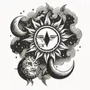 Sun and Moon minimal tattoo design idea