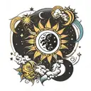 Sun and Moon minimal tattoo design idea